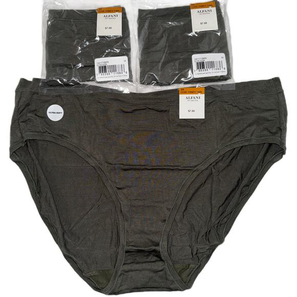 Alfani Intimates 3pc Lot Core Panty Bikini Hipster Olive Dusk Plus Sz 3X Panties - Picture 1 of 7